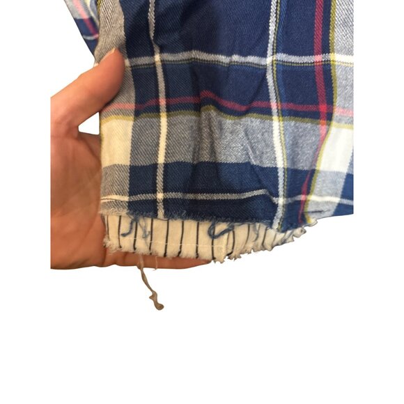 Current Air L Blue Distressed Plaid Button-Up Blazer Jacket With Elbow Patches - Picture 3 of 6